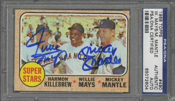 Mickey Mantle and Willie Mays Signed 1968 Topps Card